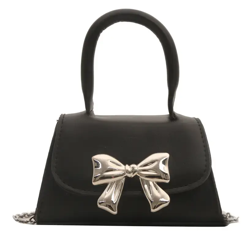 2024 Bow Mini Square Bag Women Black Purple Chain Crossbody - Image 11