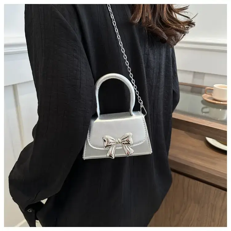 2024 Bow Mini Square Bag Women Black Purple Chain Crossbody — feature 10
