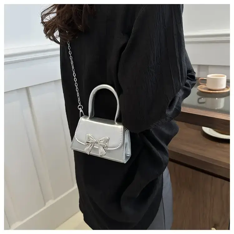 2024 Bow Mini Square Bag Women Black Purple Chain Crossbody — feature 11
