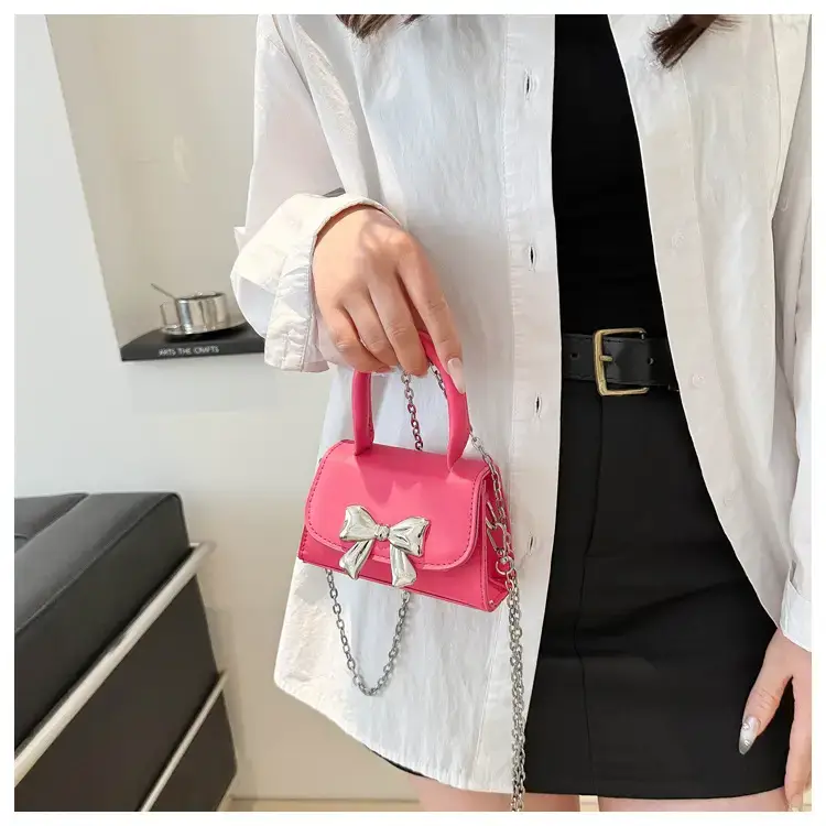 2024 Bow Mini Square Bag Women Black Purple Chain Crossbody — feature 12