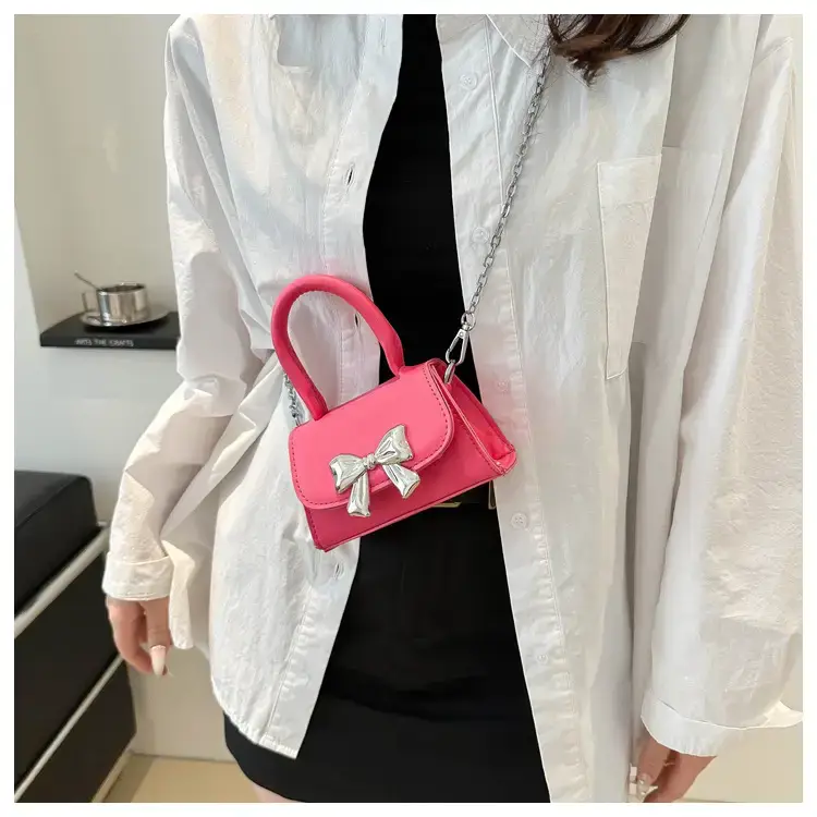2024 Bow Mini Square Bag Women Black Purple Chain Crossbody — feature 13