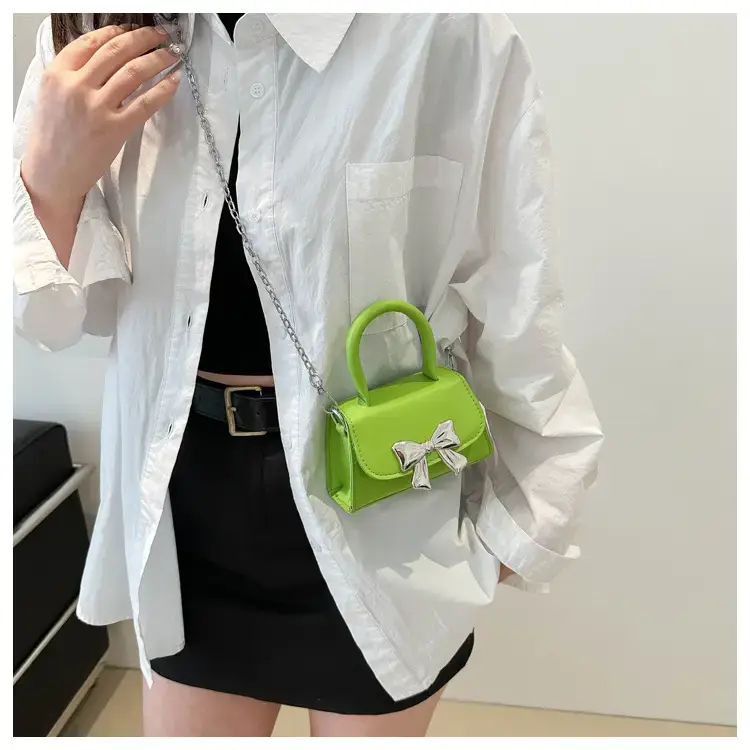 2024 Bow Mini Square Bag Women Black Purple Chain Crossbody — feature 14