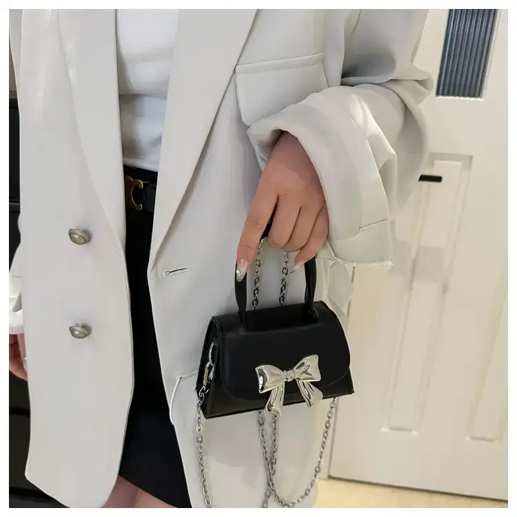 2024 Bow Mini Square Bag Women Black Purple Chain Crossbody — feature 16
