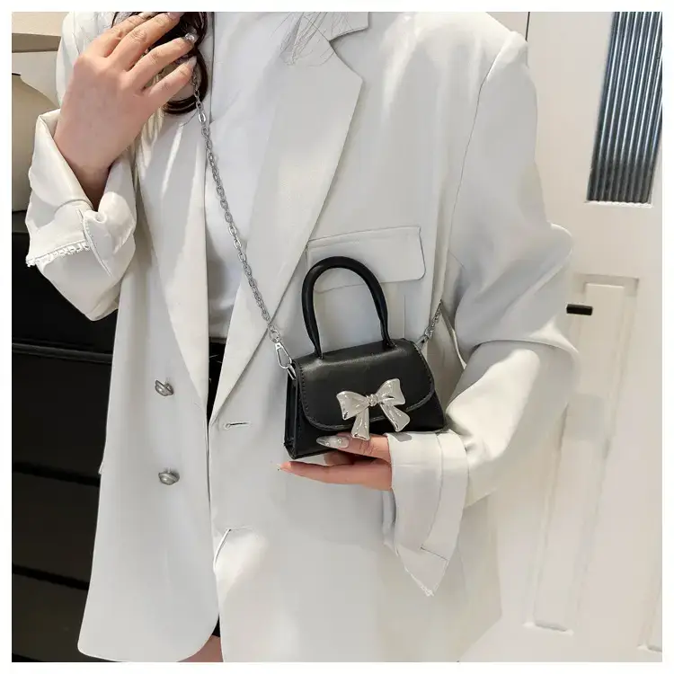 2024 Bow Mini Square Bag Women Black Purple Chain Crossbody — feature 17