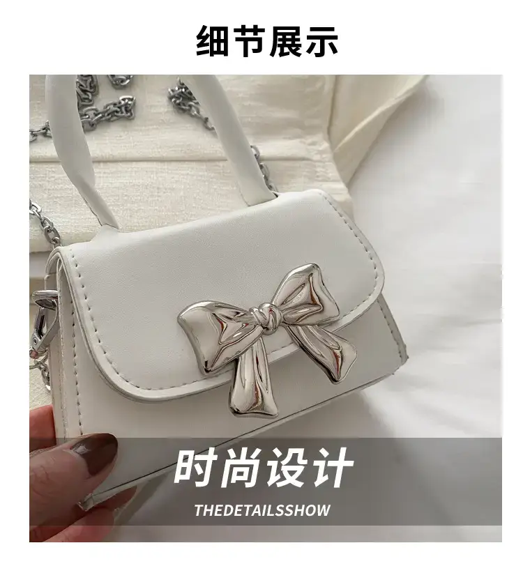2024 Bow Mini Square Bag Women Black Purple Chain Crossbody — feature 2