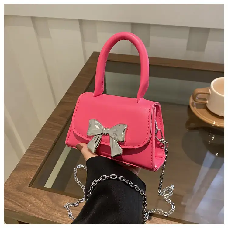 2024 Bow Mini Square Bag Women Black Purple Chain Crossbody — feature 22