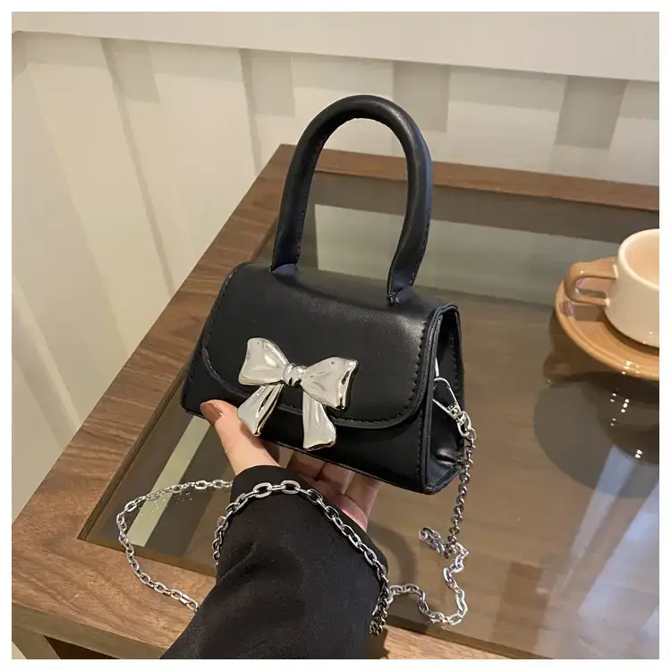 2024 Bow Mini Square Bag Women Black Purple Chain Crossbody — feature 24