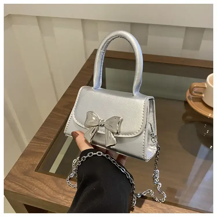 2024 Bow Mini Square Bag Women Black Purple Chain Crossbody — feature 25