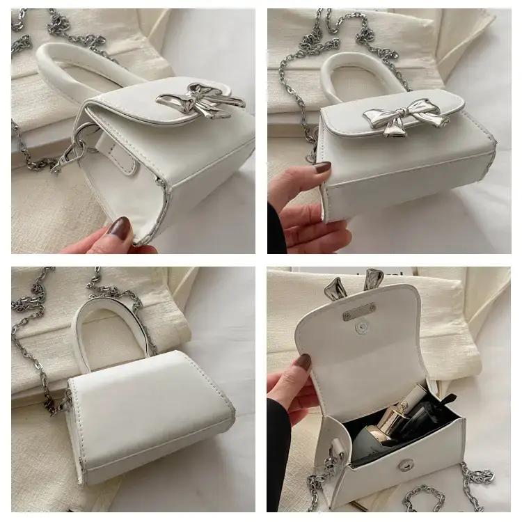 2024 Bow Mini Square Bag Women Black Purple Chain Crossbody — feature 7