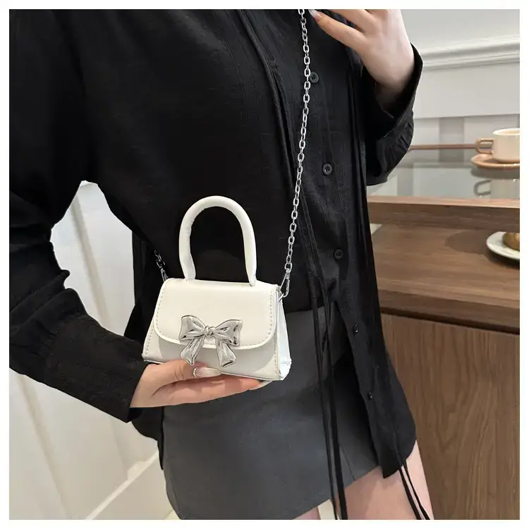 2024 Bow Mini Square Bag Women Black Purple Chain Crossbody — feature 8