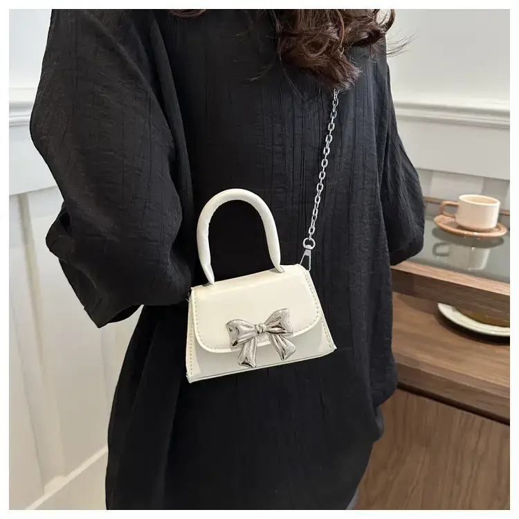 2024 Bow Mini Square Bag Women Black Purple Chain Crossbody — feature 9