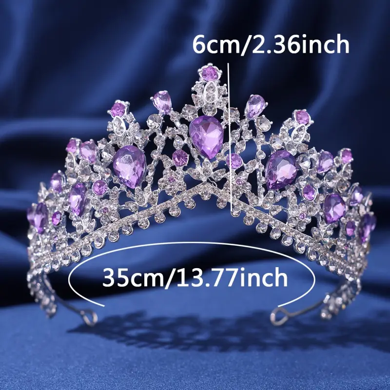 Elegant Purple Crystal Bridal Tiara Crown — feature 6