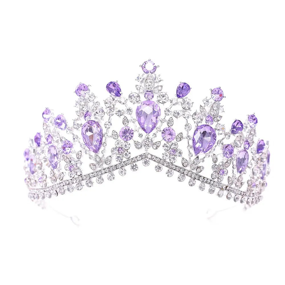 Elegant Purple Crystal Bridal Tiara Crown