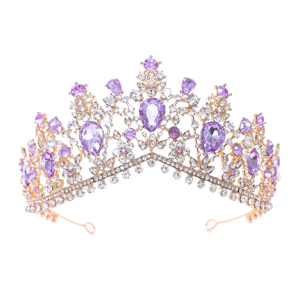 Elegant Purple Crystal Bridal Tiara Crown