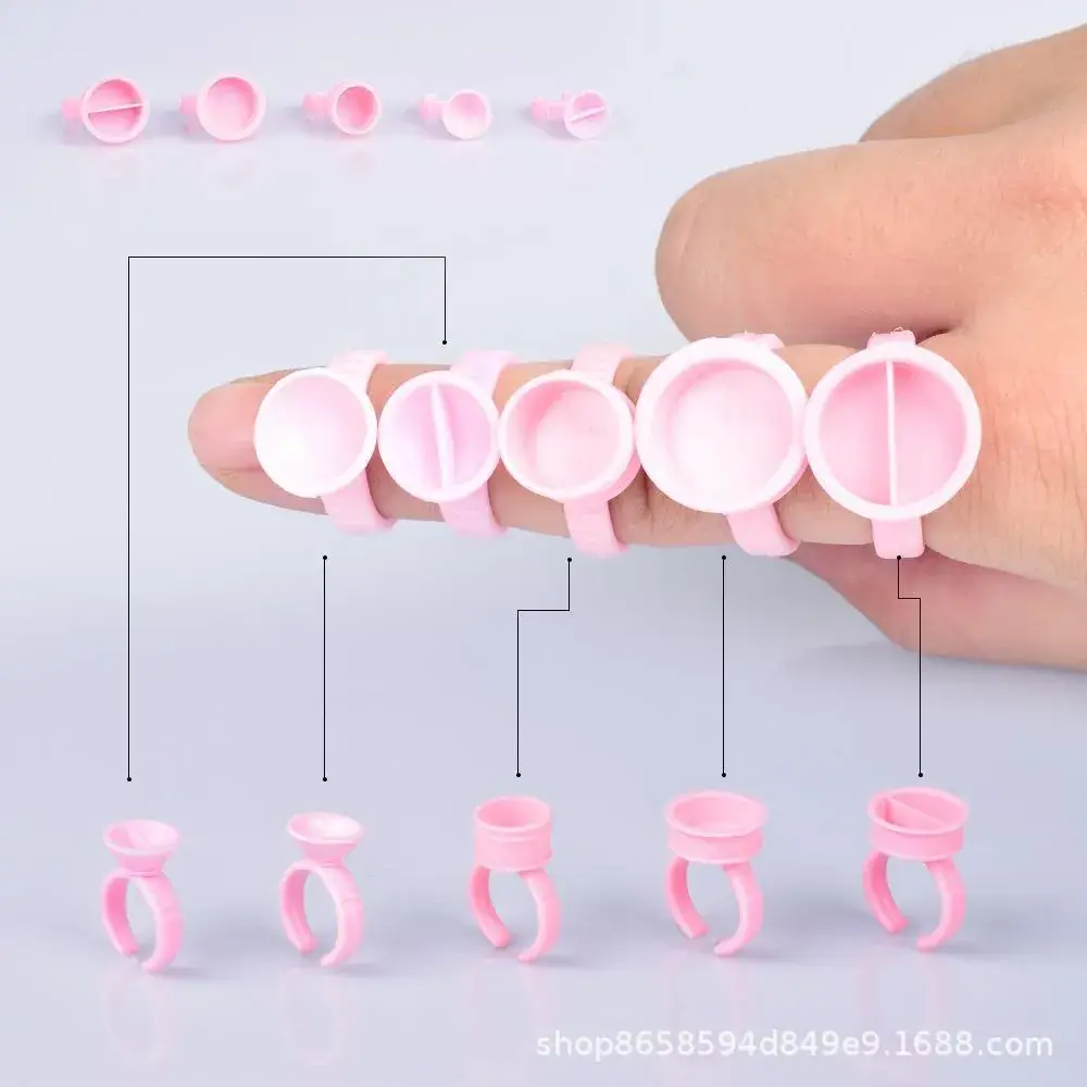 Pink Grafting Eyelash Glue Cup Set for Tattoo & Lip Use - Image 2