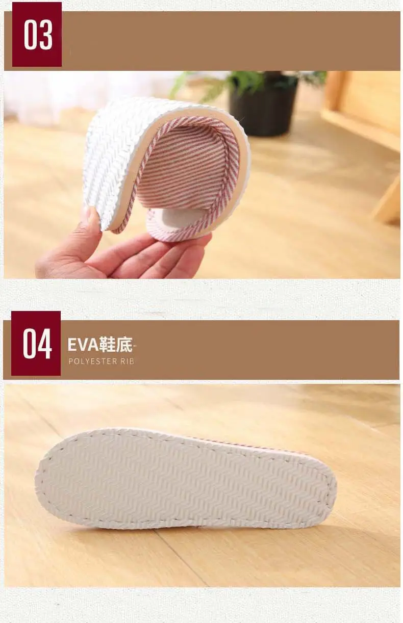 Linen Cotton Slippers for Men and Women, Summer Home Indoor Wooden Floor Soft Sole Non-Slip Eva Couple Wholesale Casual — feature 3
