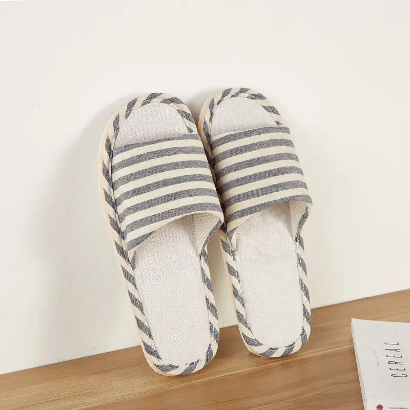Linen Cotton Slippers for Men and Women, Summer Home Indoor Wooden Floor Soft Sole Non-Slip Eva Couple Wholesale Casual