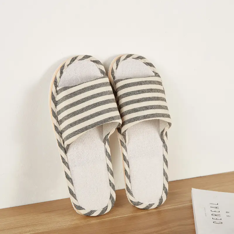 Linen Cotton Slippers for Men and Women, Summer Home Indoor Wooden Floor Soft Sole Non-Slip Eva Couple Wholesale Casual