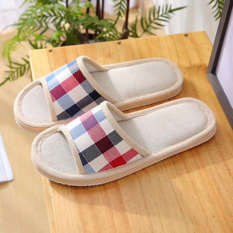 Linen Cotton Slippers for Men and Women, Summer Home Indoor Wooden Floor Soft Sole Non-Slip Eva Couple Wholesale Casual
