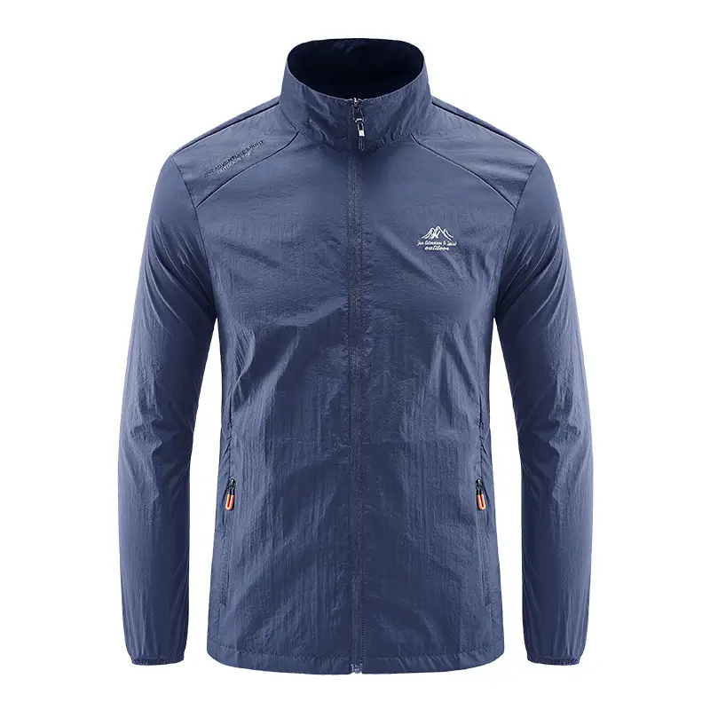 Men's White Ice Silk Sunproof Jacket with Vertical Collar - Image 9
