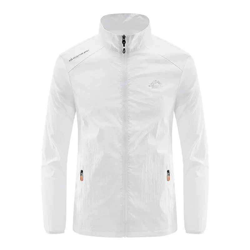 Men's White Ice Silk Sunproof Jacket with Vertical Collar - Image 10