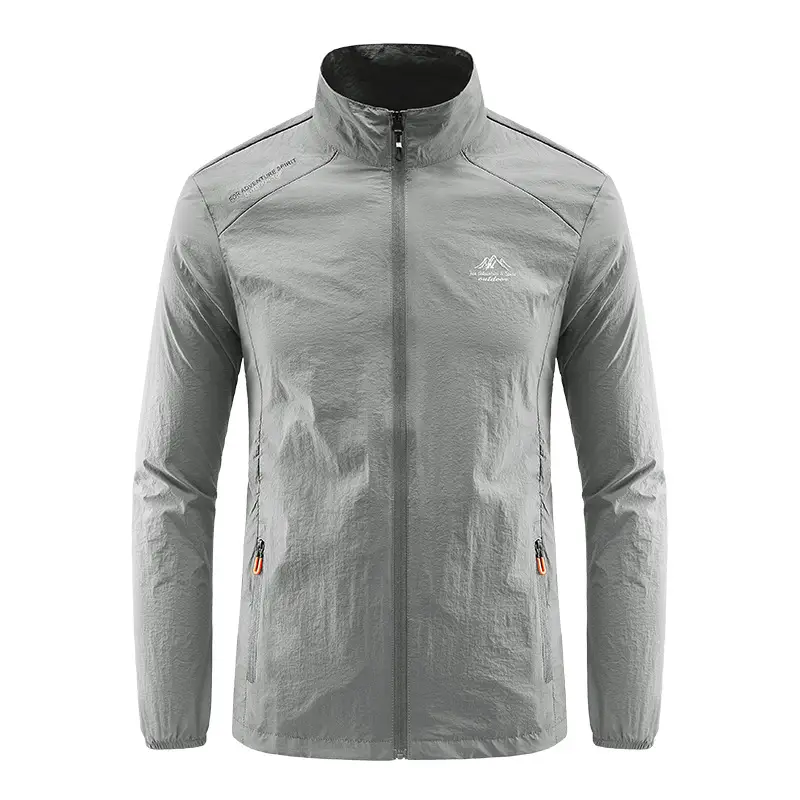 Men's White Ice Silk Sunproof Jacket with Vertical Collar - Image 11