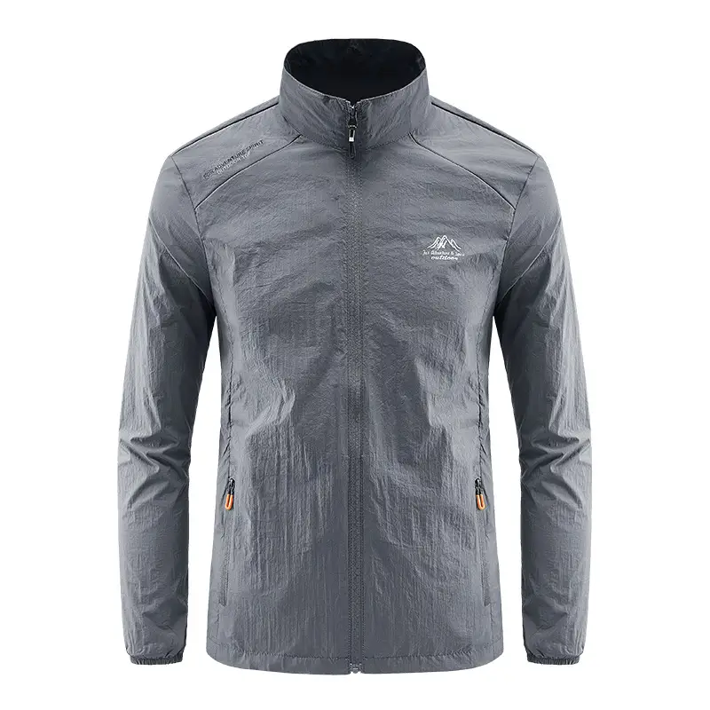 Men's White Ice Silk Sunproof Jacket with Vertical Collar - Image 2