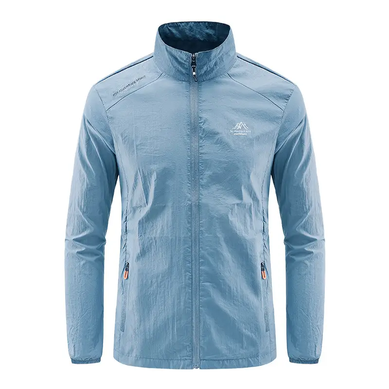Men's White Ice Silk Sunproof Jacket with Vertical Collar - Image 3