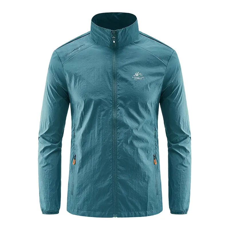 Men's White Ice Silk Sunproof Jacket with Vertical Collar - Image 5