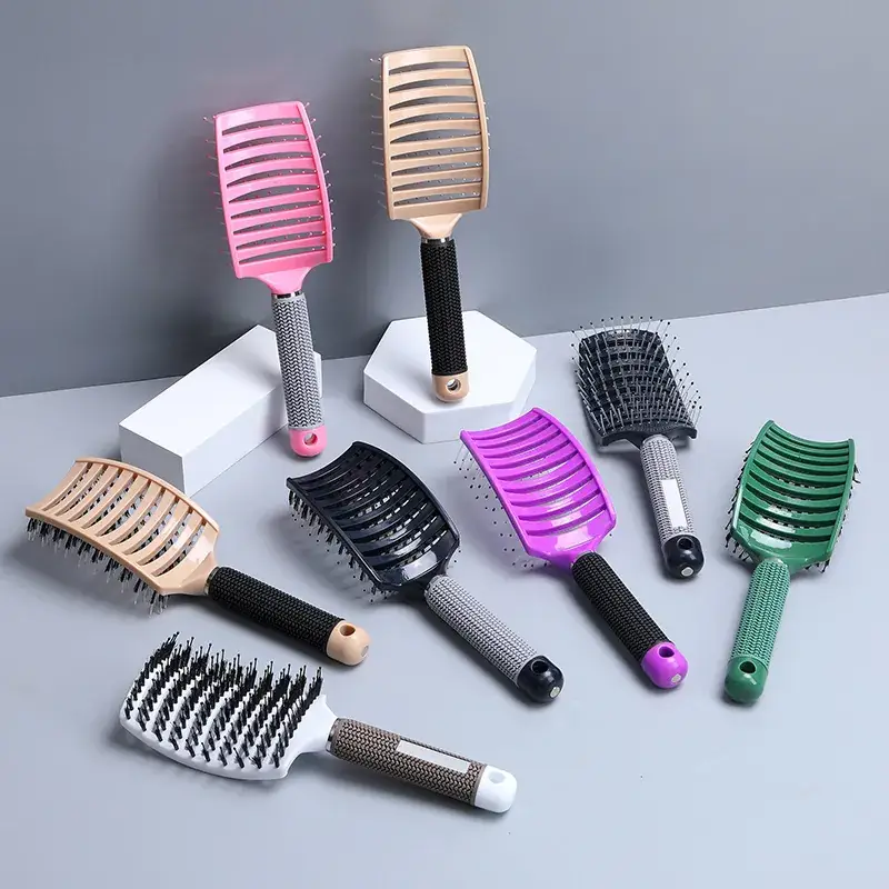 Purple Multi-Color Fluffy Hair Comb for Styling & Massage - Image 27
