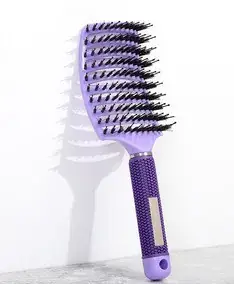 Purple Multi-Color Fluffy Hair Comb for Styling & Massage - Image 6