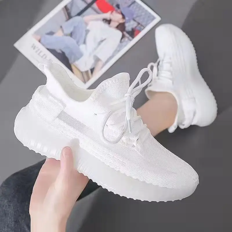 Women's White Flying Woven Casual Sneakers 2024 - Image 4