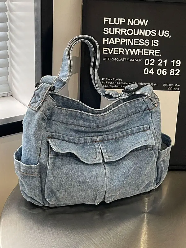 Denim Shoulder Bag Women Large Capacity Crossbody - Image 4