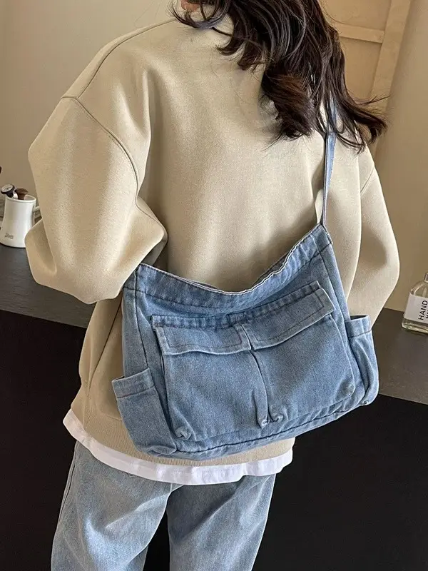 Denim Shoulder Bag Women Large Capacity Crossbody - Image 7