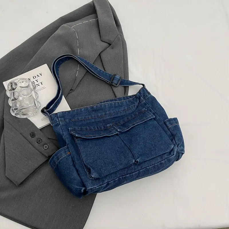 Denim Shoulder Bag Women Large Capacity Crossbody - Image 2