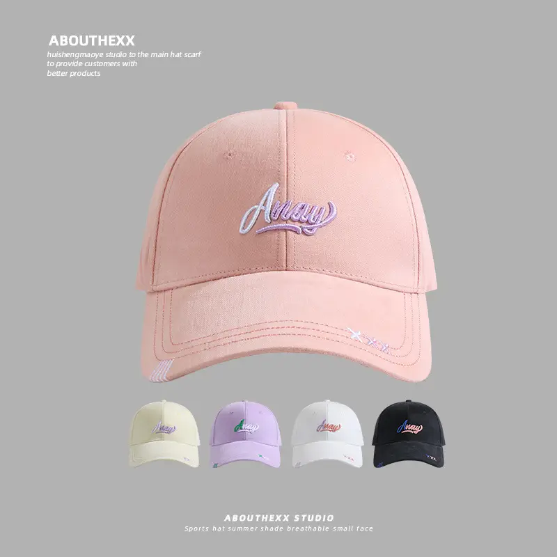 Women's Pink Embroidered Hard Top Cap with Wide Brim - Image 7