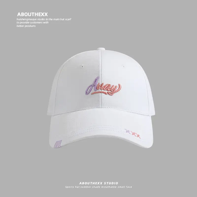 Women's Pink Embroidered Hard Top Cap with Wide Brim - Image 2