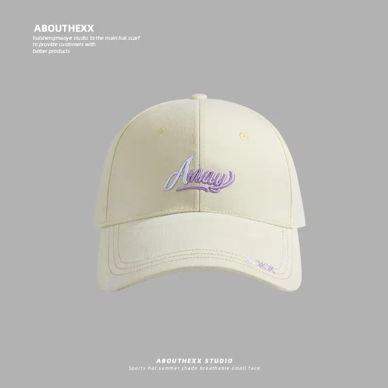 Women's Pink Embroidered Hard Top Cap with Wide Brim - Image 3