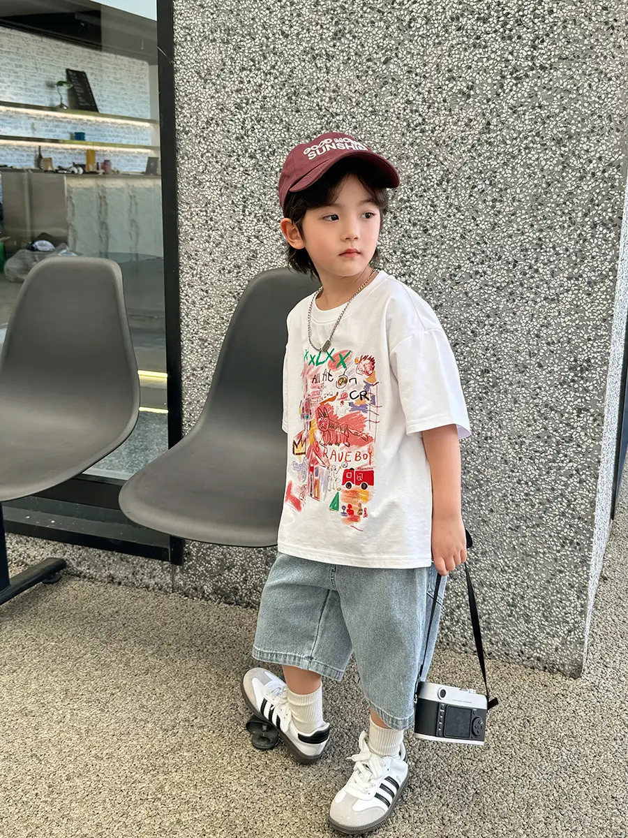 Boys Pure Cotton Graffiti T-Shirt 2026 Summer