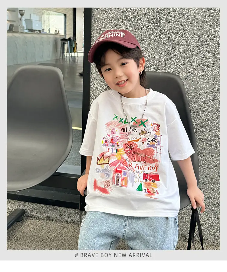 Boys Pure Cotton Graffiti T-Shirt 2026 Summer — feature 2