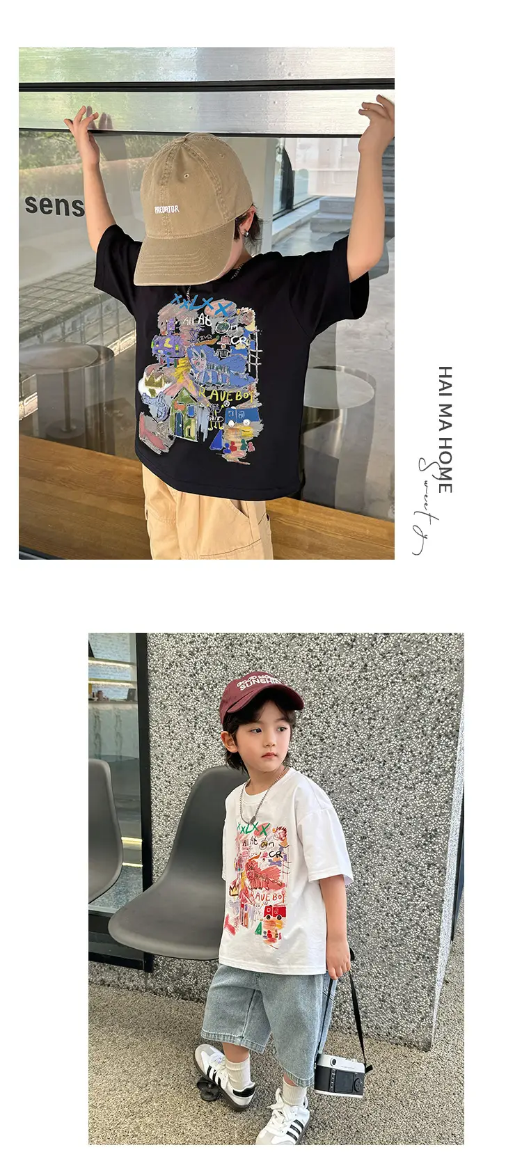 Boys Pure Cotton Graffiti T-Shirt 2026 Summer — feature 9
