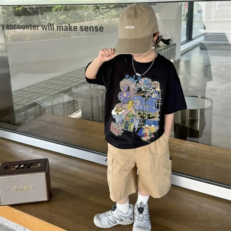 Boys Pure Cotton Graffiti T-Shirt 2026 Summer