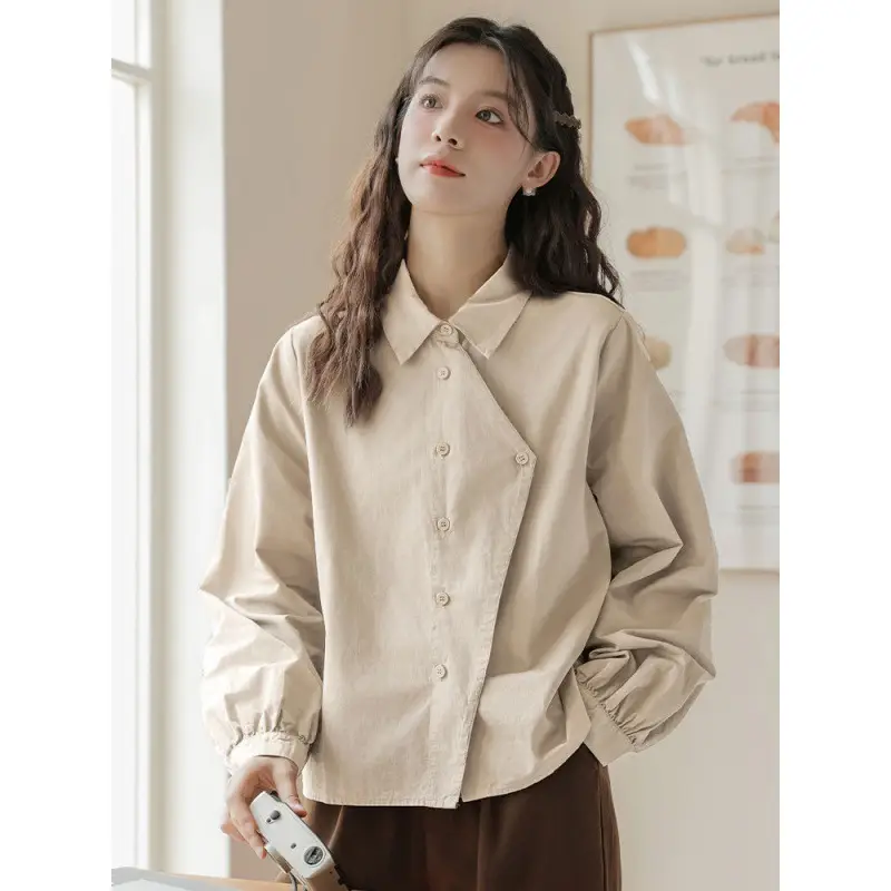 2024 Spring Autumn Winter New Japanese Style College Style Long Sleeve Shirt with Casual Wide Shirt Irregular Top - Image 4