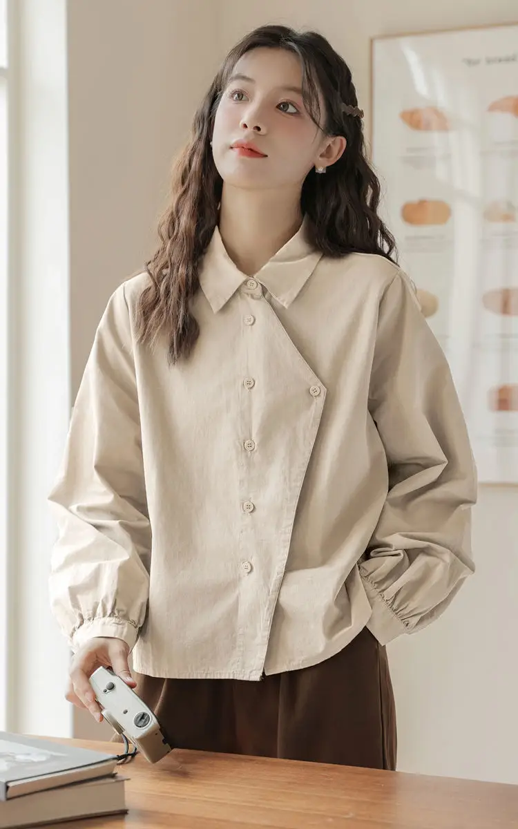 2024 Spring Autumn Winter New Japanese Style College Style Long Sleeve Shirt with Casual Wide Shirt Irregular Top — feature 10