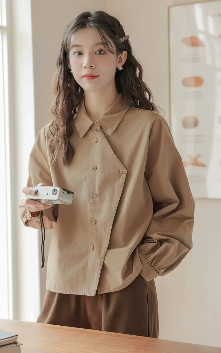 2024 Spring Autumn Winter New Japanese Style College Style Long Sleeve Shirt with Casual Wide Shirt Irregular Top — feature 6