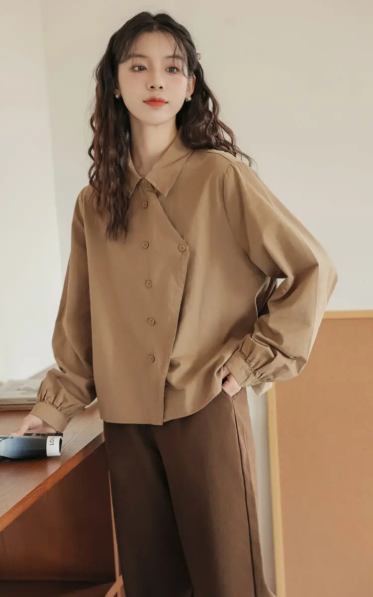 2024 Spring Autumn Winter New Japanese Style College Style Long Sleeve Shirt with Casual Wide Shirt Irregular Top — feature 8