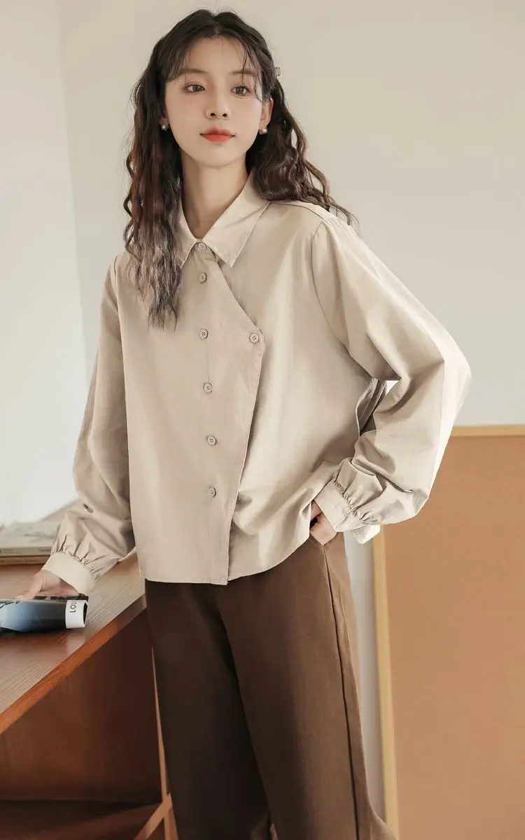 2024 Spring Autumn Winter New Japanese Style College Style Long Sleeve Shirt with Casual Wide Shirt Irregular Top — feature 9