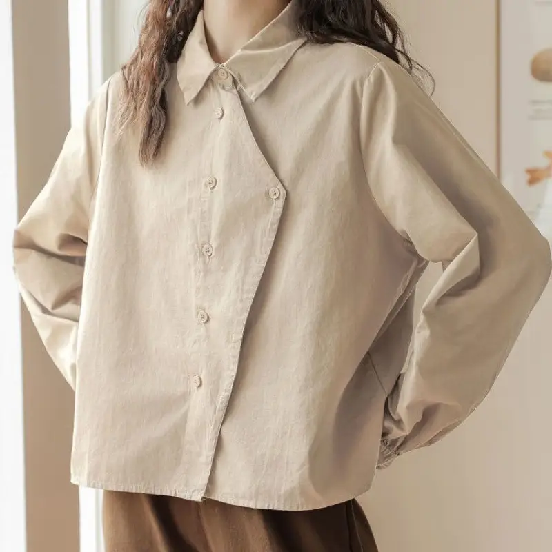 2024 Spring Autumn Winter New Japanese Style College Style Long Sleeve Shirt with Casual Wide Shirt Irregular Top - Image 2