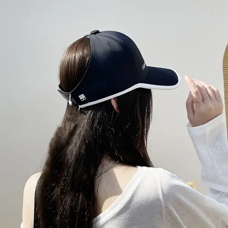 Women's Black Baseball Cap Sunscreen Hat Summer Sports Running Cap - Image 6