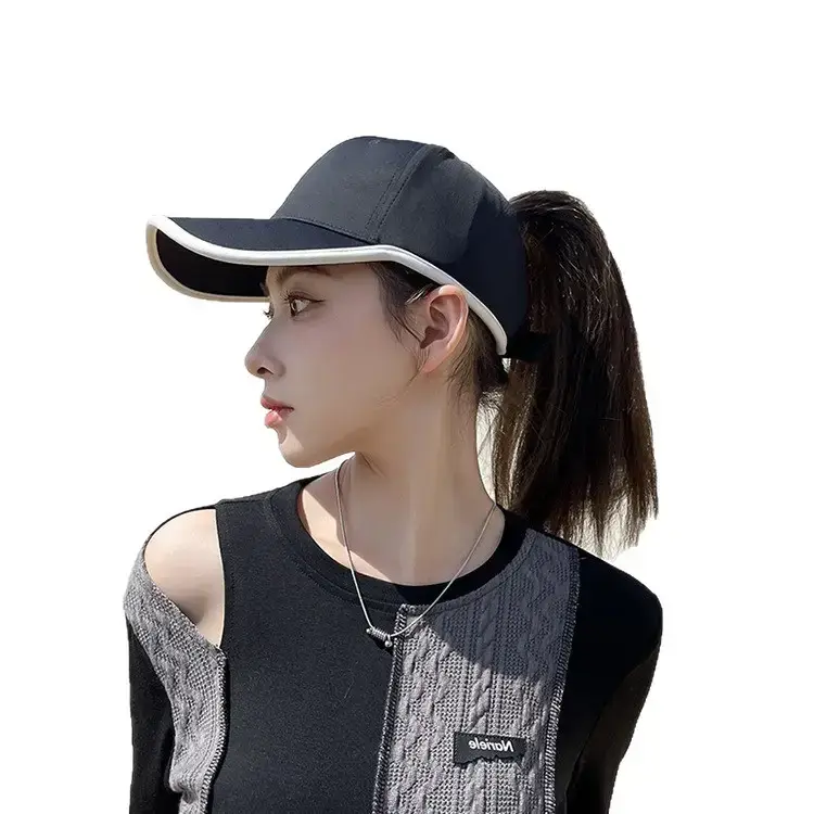 Women's Black Baseball Cap Sunscreen Hat Summer Sports Running Cap - Image 9